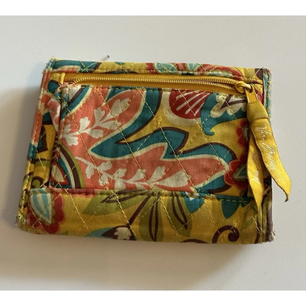 Vera Bradley Provencal Euro Wallet Yellow Multi Paisley Floral Folding Snap - Picture 6 of 9